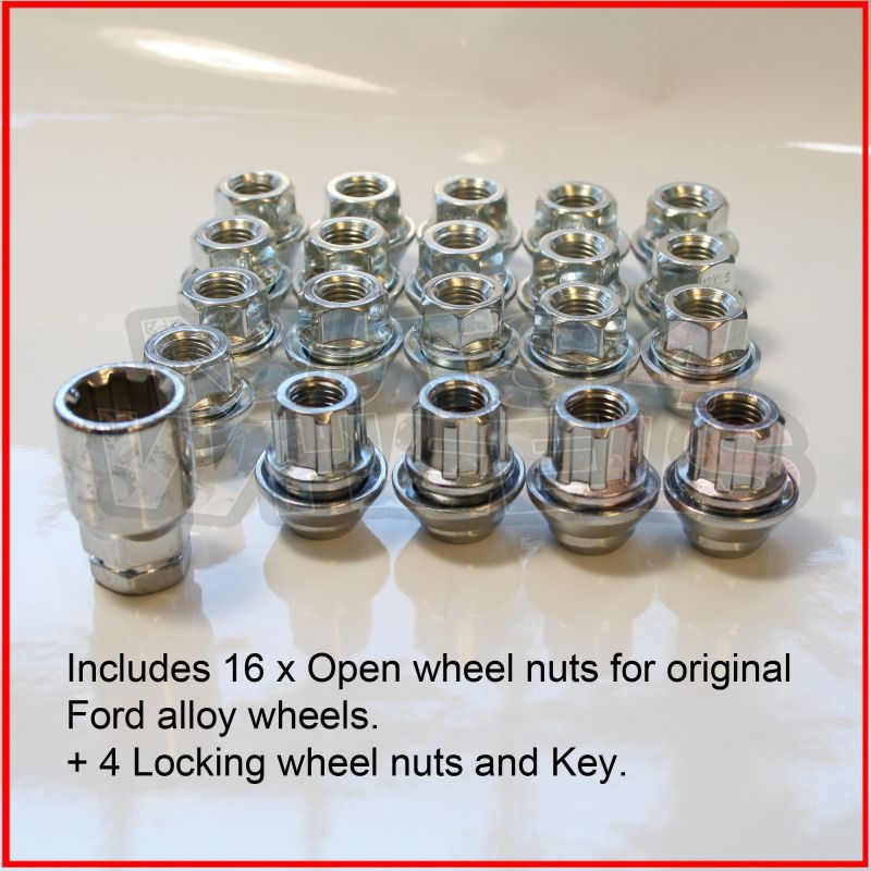 Alloy Wheel Nuts SET 16 + 4 Locking fits Ford Kuga Original wheels open